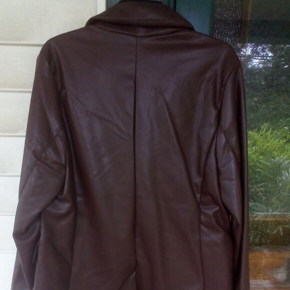 Stoosh Brown Faux Leather Double Breasted Blazer Size: XL NWT - Picture 3 of 10